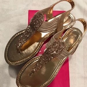 Rose Gold scrappy metallic sandals